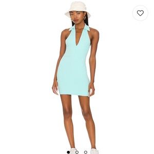 Talia Open Back Zip Dress in Aqua